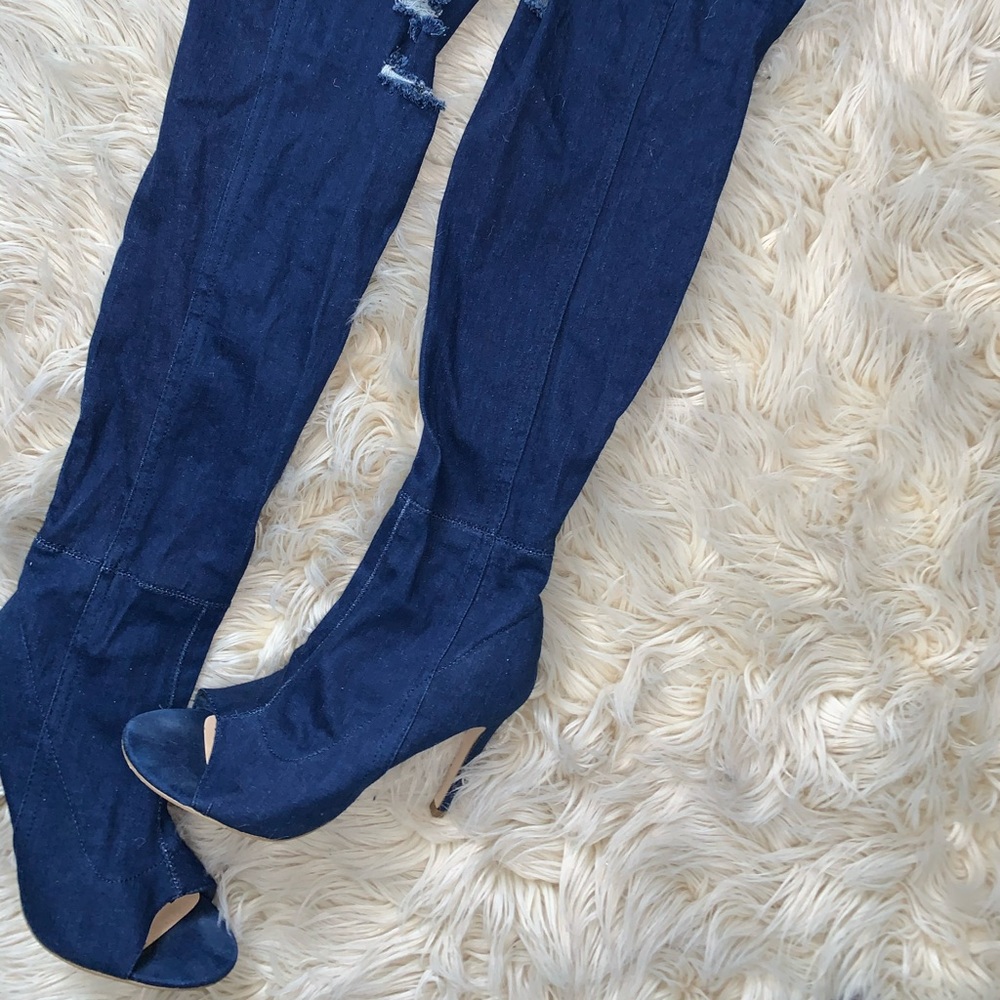 Royal blue Denim boots